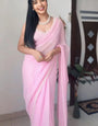 Stylish 1-Minute Ready To Wear Pink Georgette Saree