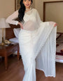 Most Stunning 1-Minute Ready To Wear White Georgette Saree