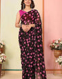 Engrossing Black 1 Minute Ready To Wear Floral Digital Printed Georgette Saree