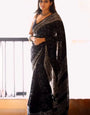 Radiant 1-Minute Ready To Wear Black Cotton Saree