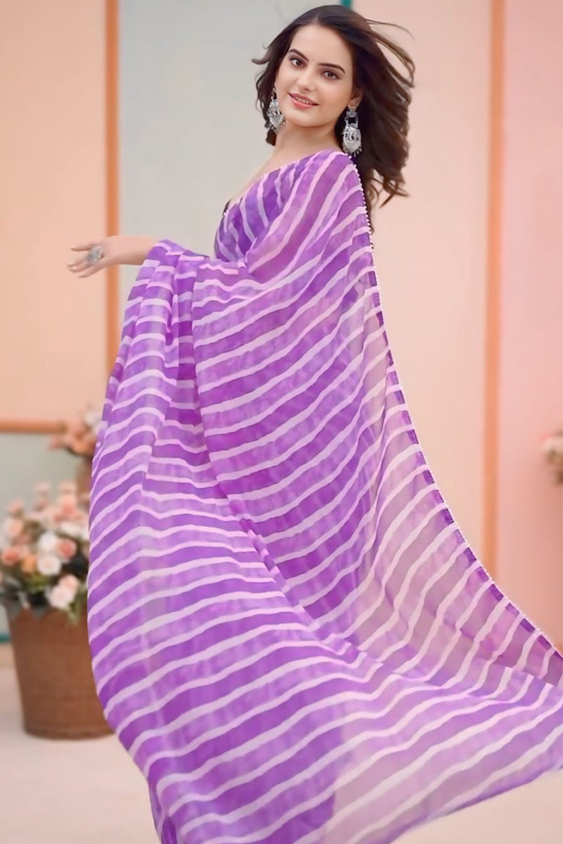 1 Minute Ready To Wear Beautiful Purple Colours Premium Georgette Saree