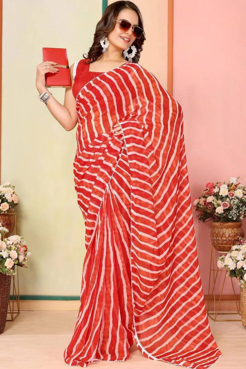 1 Minute Ready To Wear Beautiful Red Colours Premium Georgette Saree