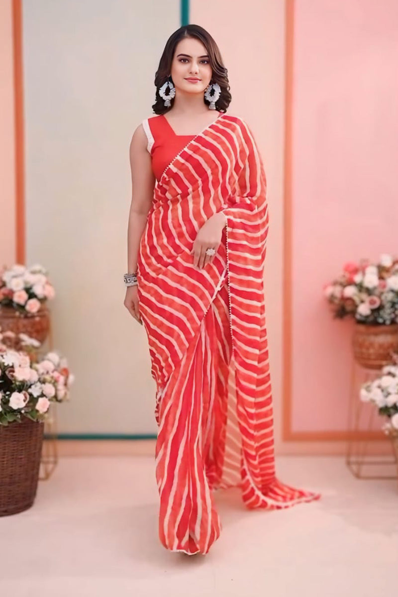 1 Minute Ready To Wear Beautiful Red Colours Premium Georgette Saree