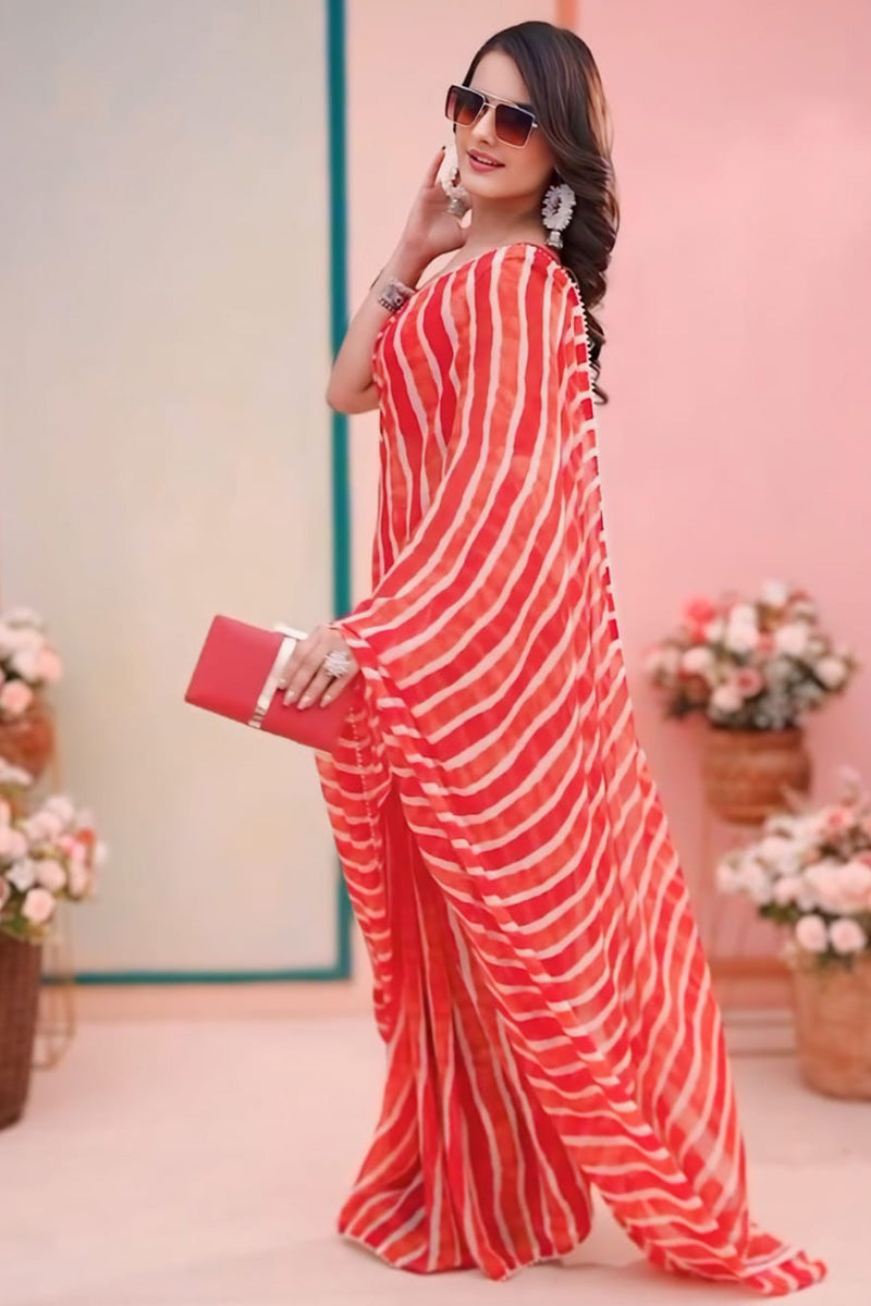 1 Minute Ready To Wear Beautiful Red Colours Premium Georgette Saree