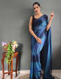 Evocative Blue 1 Minute Ready To Wear Nylon Silk Saree