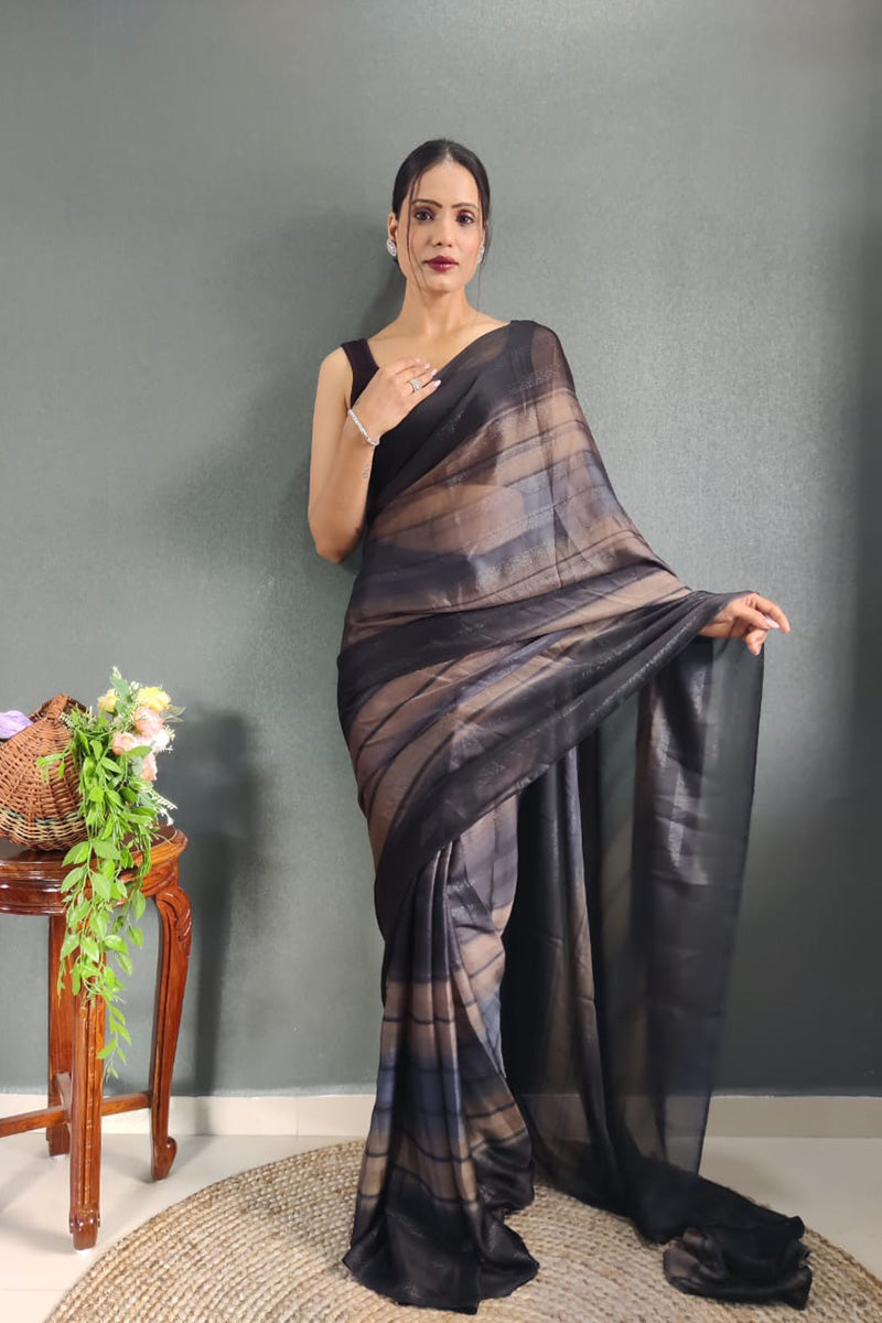 Phenomenal Coffee 1 Minute Ready To Wear Nylon Silk Saree