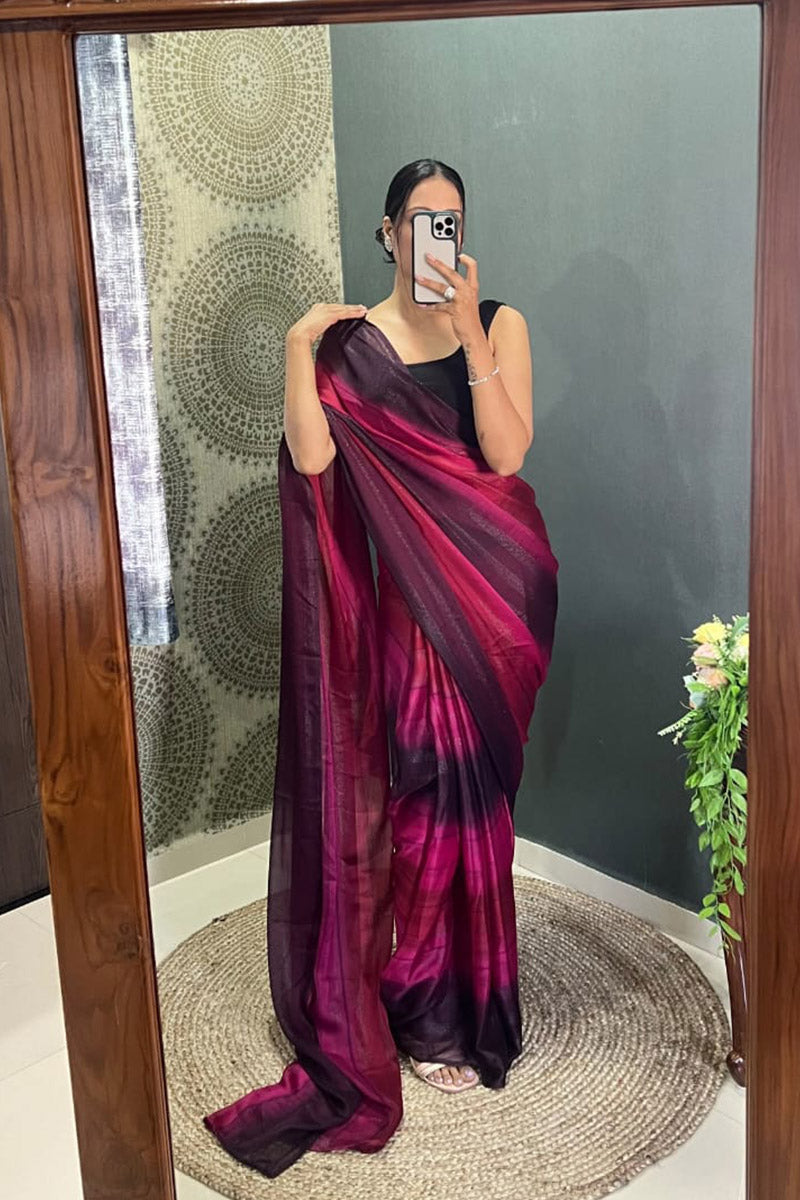 Impressive Pink 1 Minute Ready To Wear Nylon Silk Saree