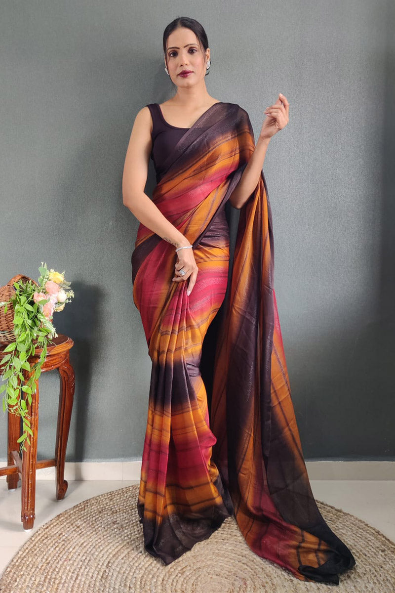 Marvellous Sunset 1 Minute Ready To Wear Nylon Silk Saree