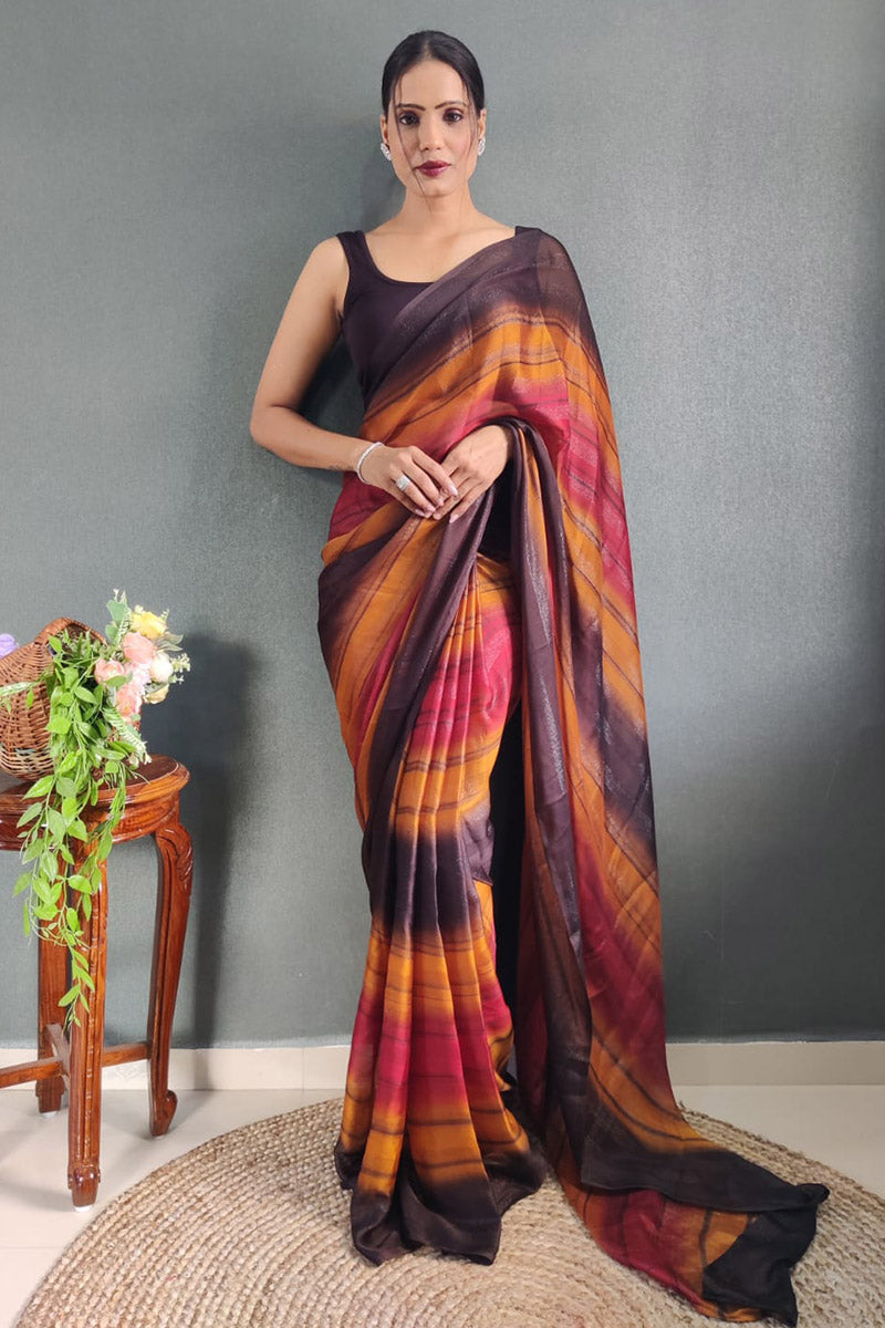 Marvellous Sunset 1 Minute Ready To Wear Nylon Silk Saree