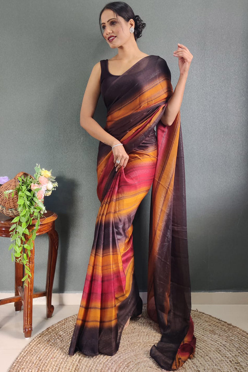 Marvellous Sunset 1 Minute Ready To Wear Nylon Silk Saree