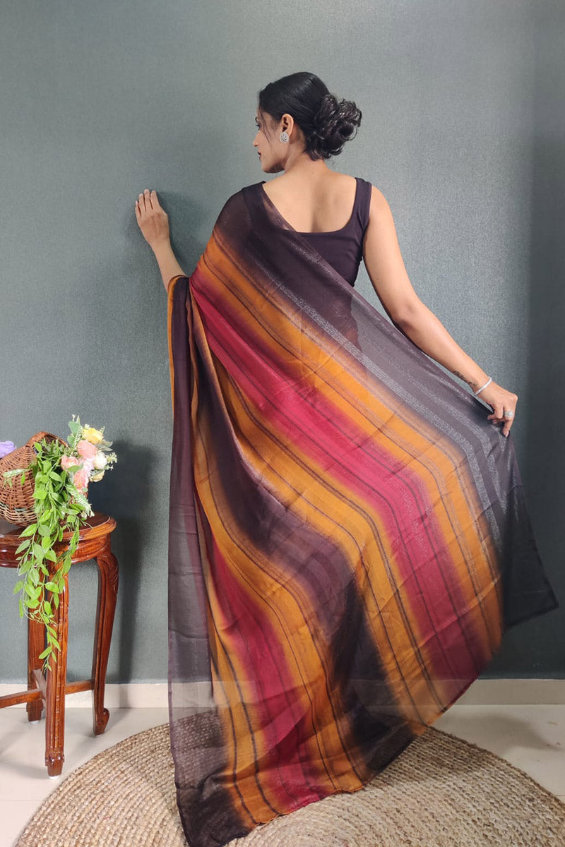 Marvellous Sunset 1 Minute Ready To Wear Nylon Silk Saree