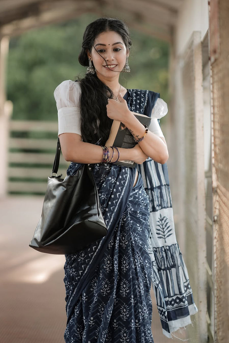 NeoDrape 1-Minute Ready To Wear Black Cotton Saree