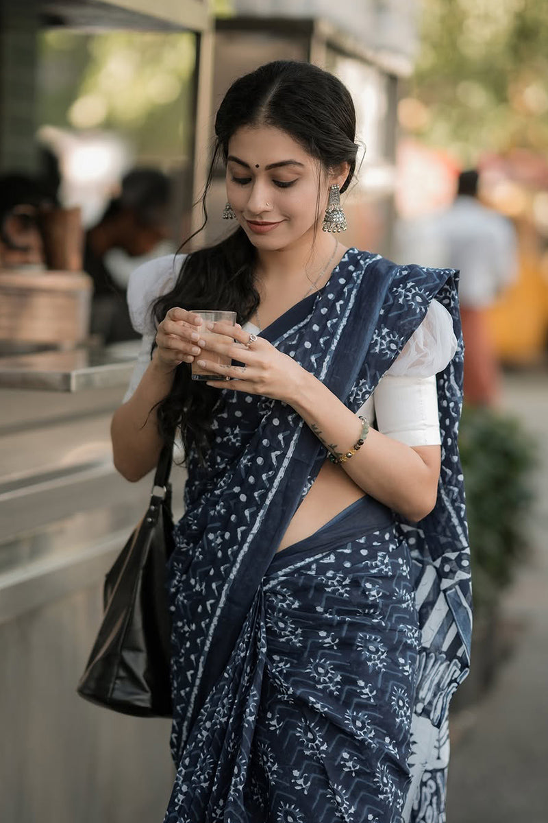 NeoDrape 1-Minute Ready To Wear Black Cotton Saree