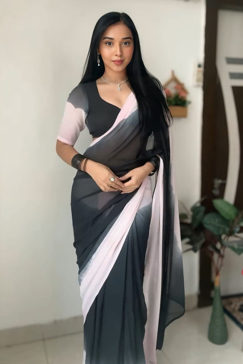Hypnotic 1-Minute Ready To Wear Multi Color Georgette Saree