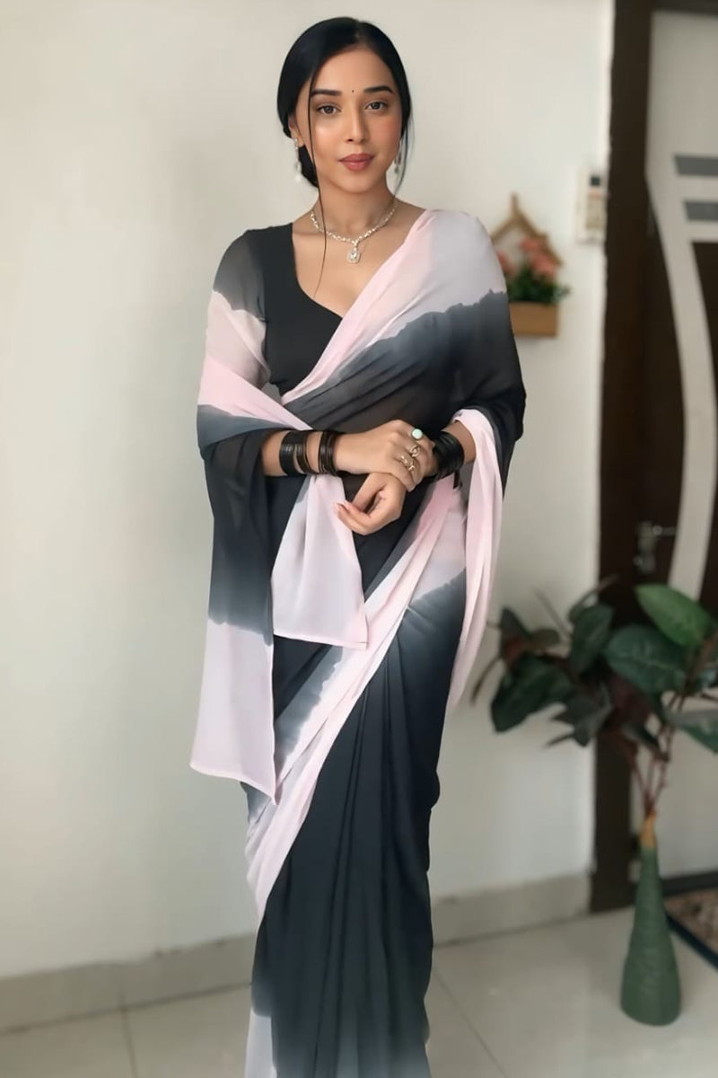 Hypnotic 1-Minute Ready To Wear Multi Color Georgette Saree