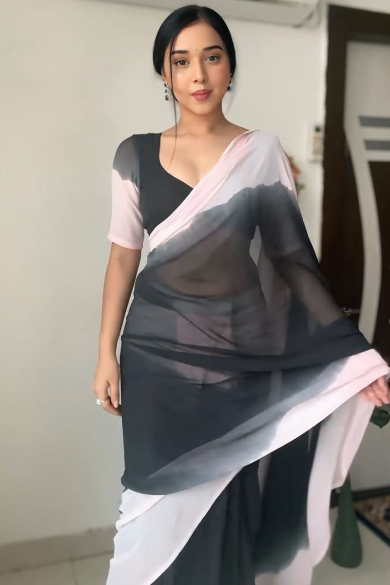 Hypnotic 1-Minute Ready To Wear Multi Color Georgette Saree