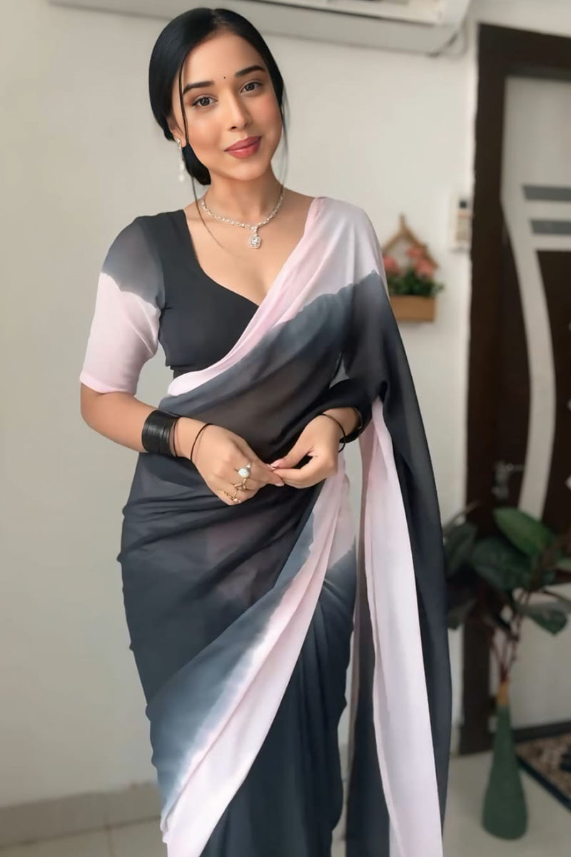 Hypnotic 1-Minute Ready To Wear Multi Color Georgette Saree