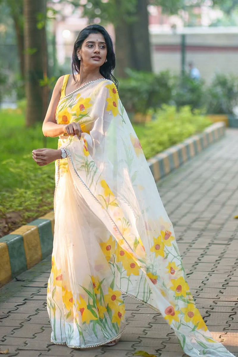1 Minute Ready To Wear Mul Cotton Digital Printed Saree