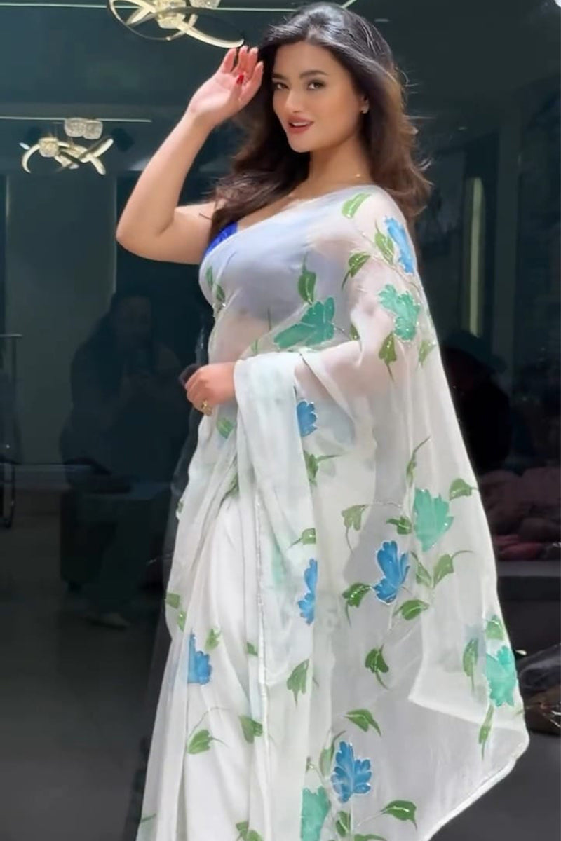 harming 1 Minute Ready To Wear Mul Cotton Digital Printed Saree