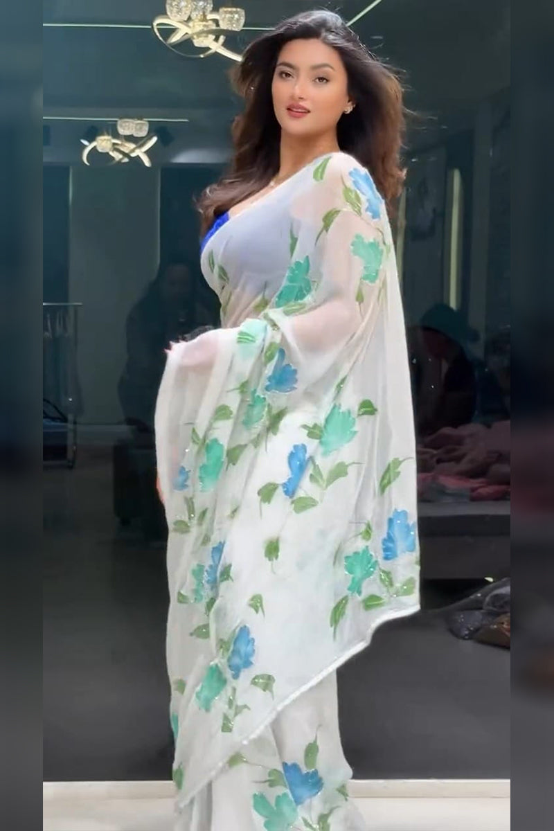 harming 1 Minute Ready To Wear Mul Cotton Digital Printed Saree