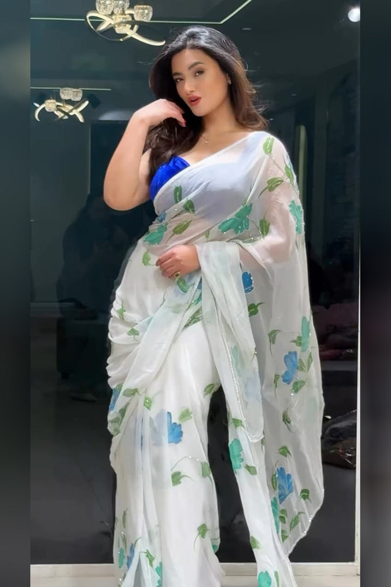 harming 1 Minute Ready To Wear Mul Cotton Digital Printed Saree