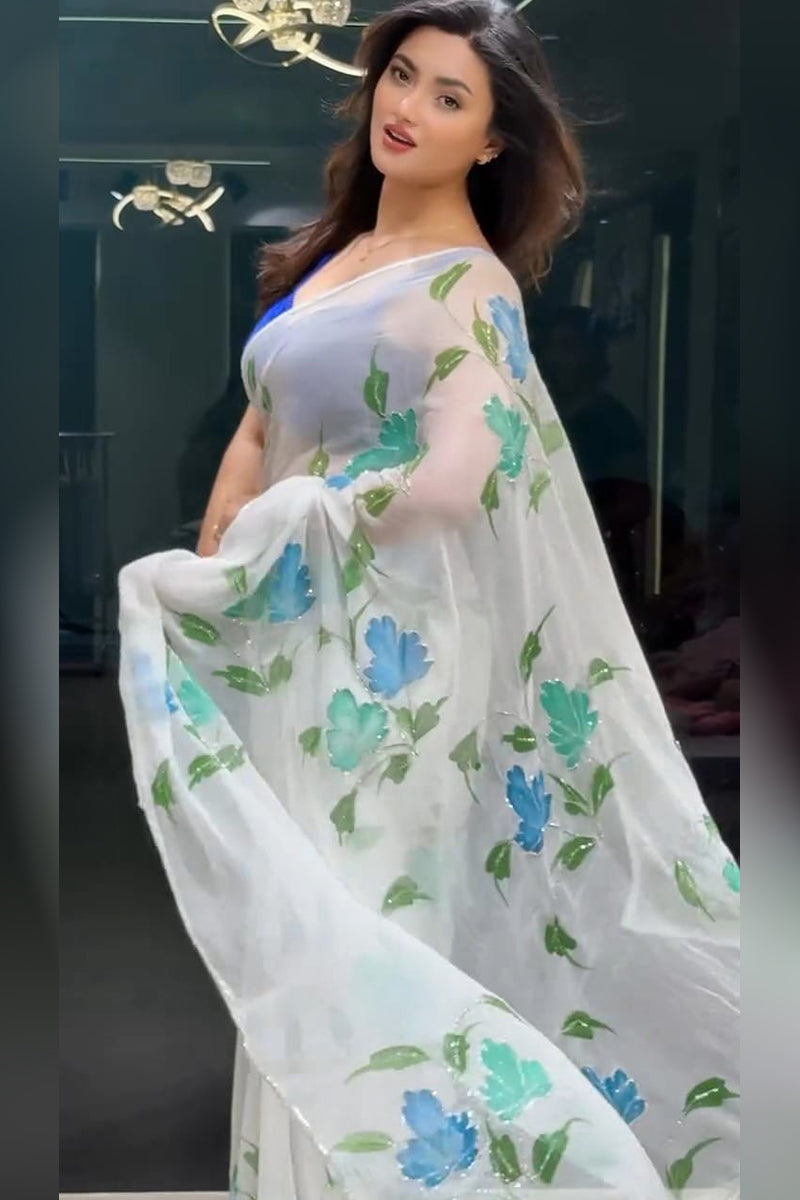 harming 1 Minute Ready To Wear Mul Cotton Digital Printed Saree