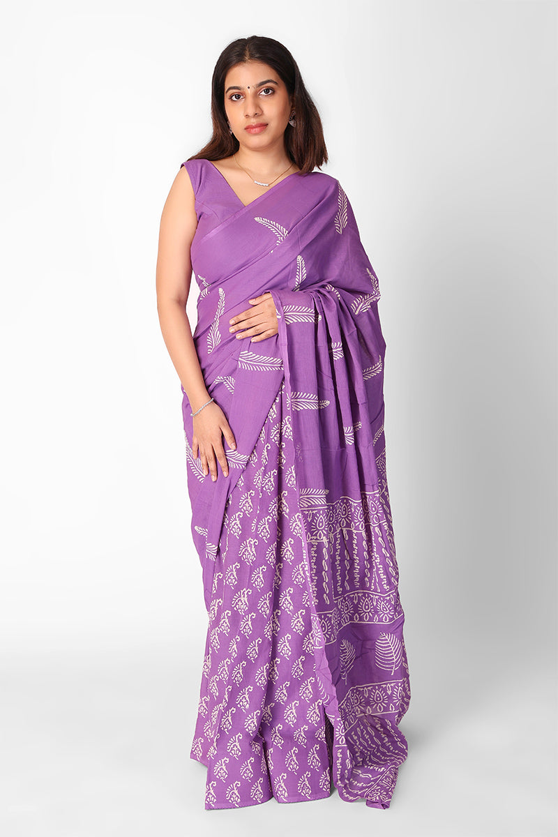Effervescent Purple 1 Minute Ready To Wear Mul Cotton Digital Printed Saree With Pocket