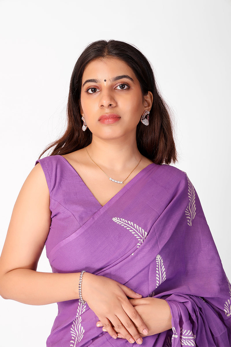 Effervescent Purple 1 Minute Ready To Wear Mul Cotton Digital Printed Saree With Pocket