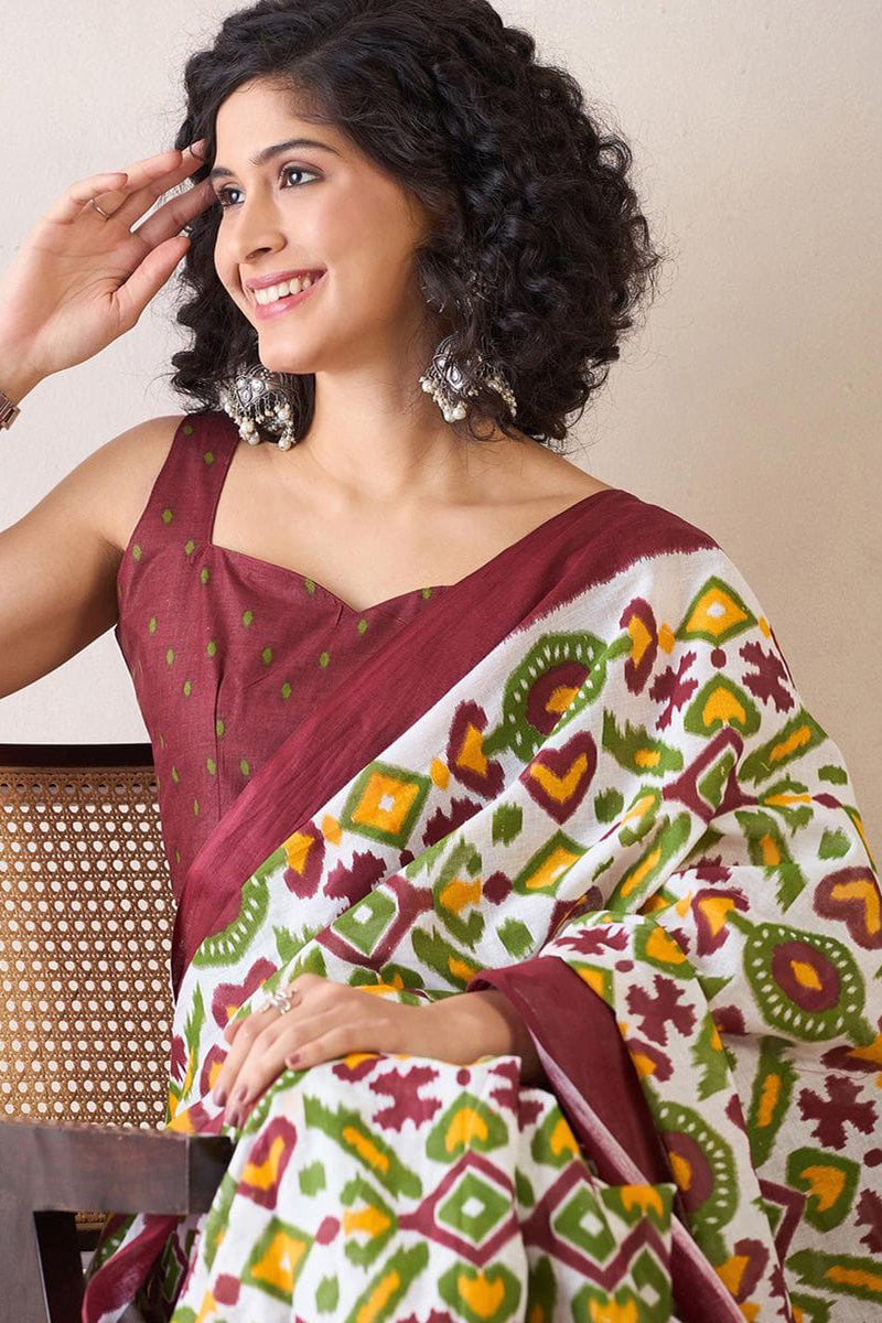 Multi Color 1 Minute Ready To Wear Mul Mul Cotton Digital Printed Saree With Pocket