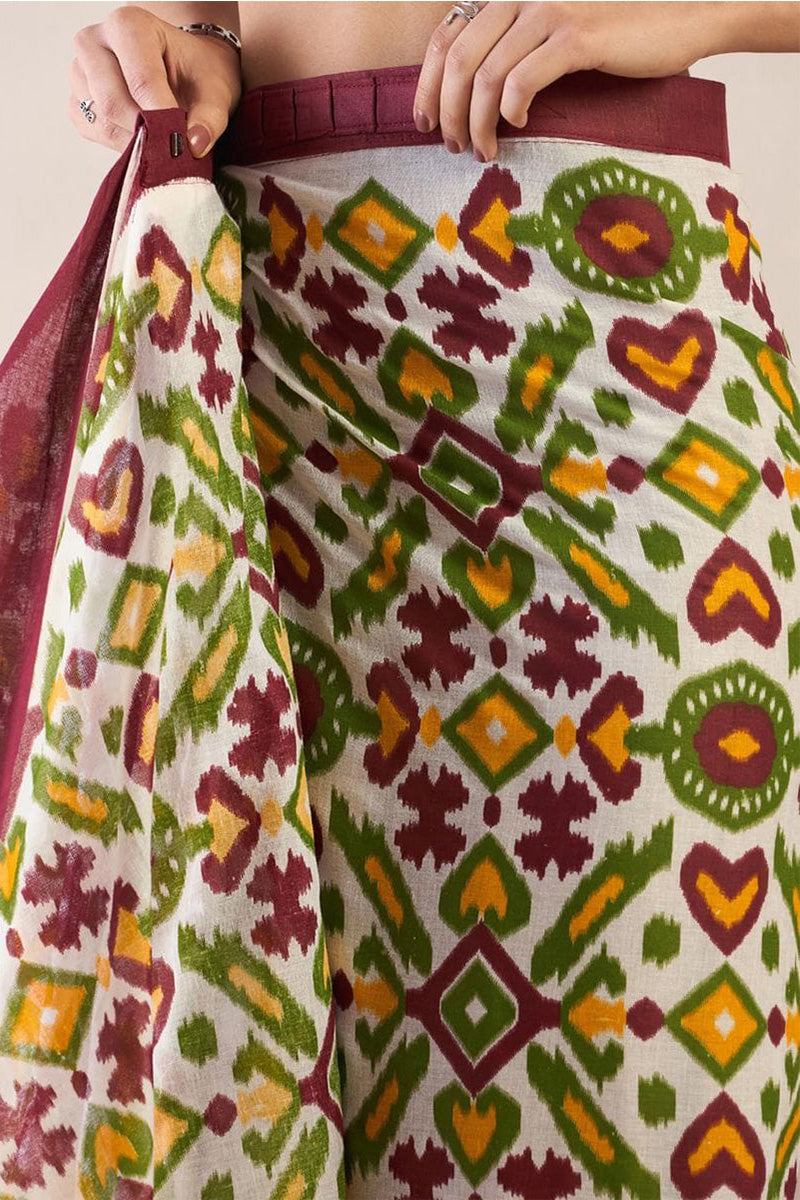 Multi Color 1 Minute Ready To Wear Mul Mul Cotton Digital Printed Saree With Pocket
