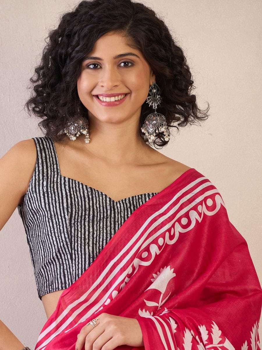 Demanding Pink 1 Minute Ready To Wear Mul Cotton Digital Printed Saree With Pocket (Copy)