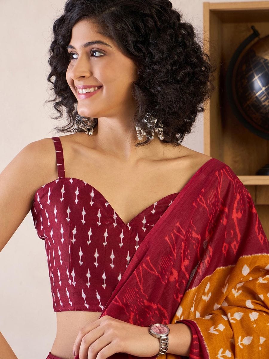 Jazzy Mustered 1 Minute Ready To Wear Mul Cotton Digital Printed Saree With Pocket
