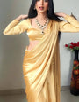 Profuse 1 Minute Ready To Wear Beige Japan Satin Silk Saree