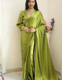 Artistic 1 Minute Ready To Wear Mehndi Japan Satin Silk Saree