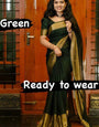 Snappy Green 1 Minute Ready To Wear Zari Patta Chiffon Silk Saree