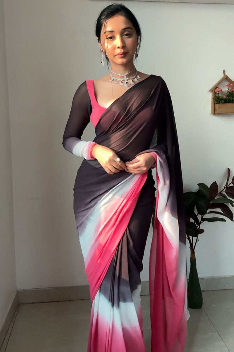 Diaphanous 1-Minute Ready To Wear Multi Color Georgette Saree