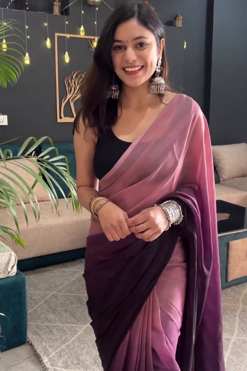 Desiring 1-Minute Ready To Wear Multi Color Georgette Saree