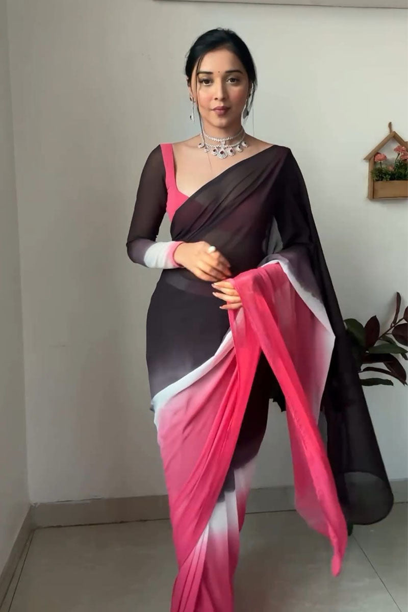 Diaphanous 1-Minute Ready To Wear Multi Color Georgette Saree