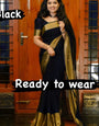 Classy Black 1 Minute Ready To Wear Zari Patta Chiffon Silk Saree