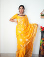 Conflate 1 Minute Ready To Wear Yellow Cotton Silk Saree With Unstitched Blouse