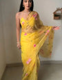 Fairytale 1-Minute Ready To Wear Yellow Organza Silk Saree