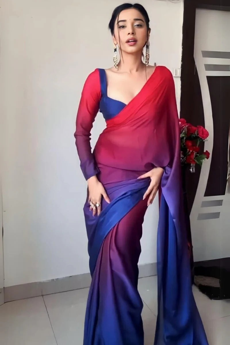 Cynosure 1-Minute Ready To Wear Multi Color Georgette Saree