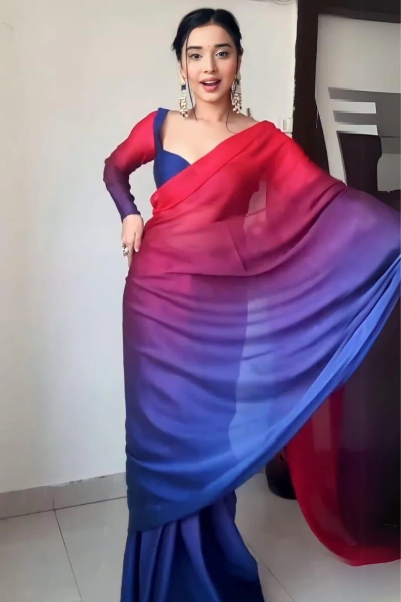 Cynosure 1-Minute Ready To Wear Multi Color Georgette Saree