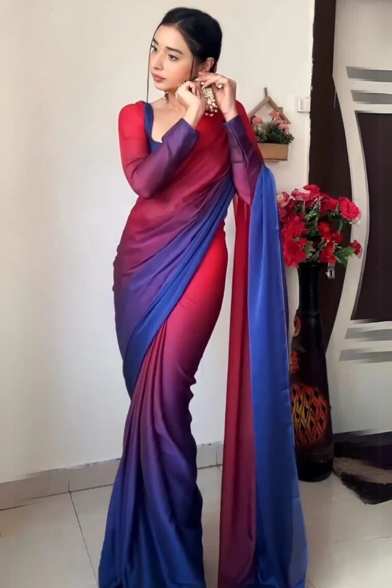 Cynosure 1-Minute Ready To Wear Multi Color Georgette Saree