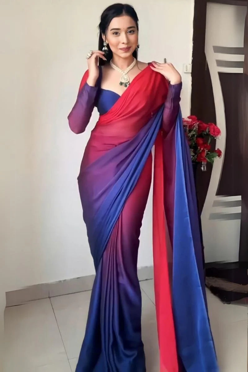 Cynosure 1-Minute Ready To Wear Multi Color Georgette Saree