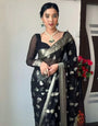 Propinquity 1 Minute Ready To Wear Black Silk Saree With Blouse Piece