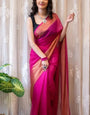 Improbable Pink 1 Minute Ready To Wear 3D Shaded Colors Chiffon Silk Saree