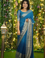 Adoring Firozi 1 Minute Ready To Wear 3D Shaded Colors Chiffon Silk Saree