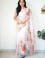 Propinquity 1-Minute Ready To Wear Off White Organza Silk Saree