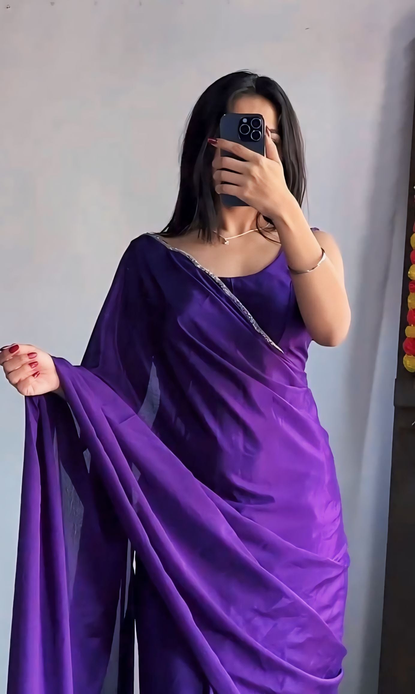 Charming Purple 1 Minutes Ready To Wear Georgette Saree